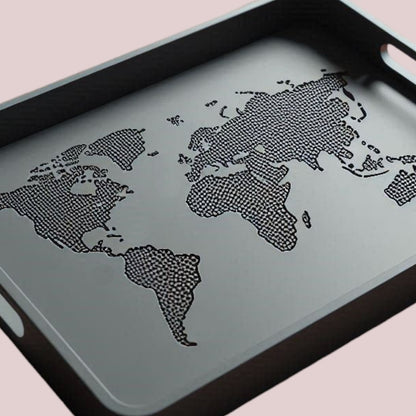 World Tray Modern Designer Tray with 3D Relief of Continents Unique Decorative Tray for Home or Office