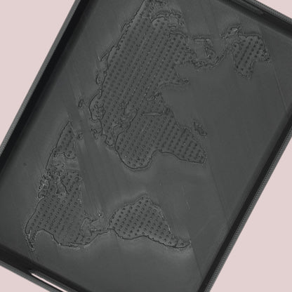 World Tray Modern Designer Tray with 3D Relief of Continents Unique Decorative Tray for Home or Office