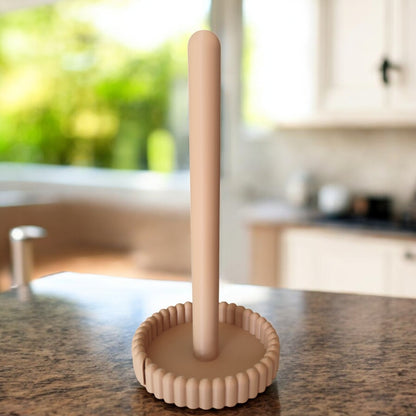 vertical free-standing kitchen towel holder on countertop