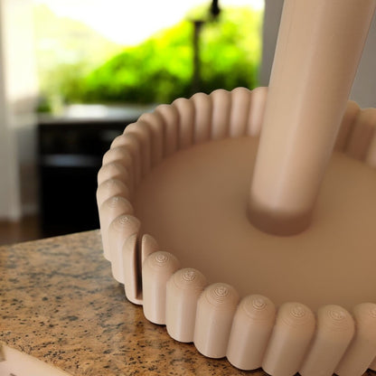 vertical free-standing kitchen towel holder on countertop