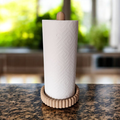 vertical free-standing kitchen towel holder on countertop