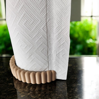 vertical free-standing kitchen towel holder on countertop