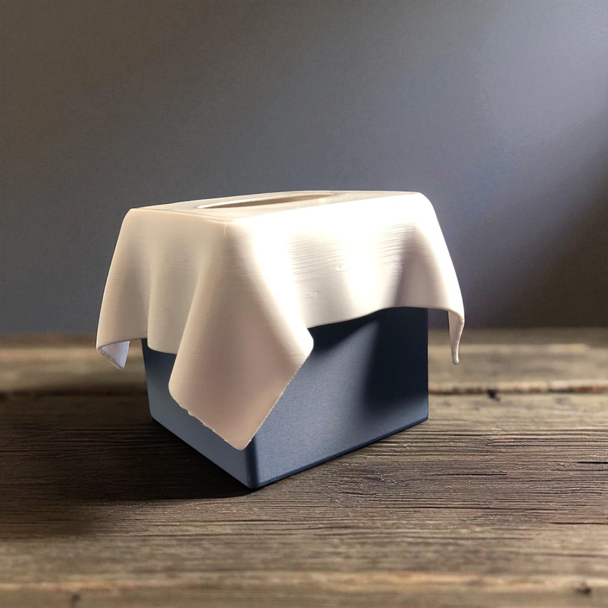 Stylish tissue box cover designed for standard cubic tissue boxes, featuring a modern and sleek design, perfect for home or office use in living rooms, bathrooms, or bedrooms