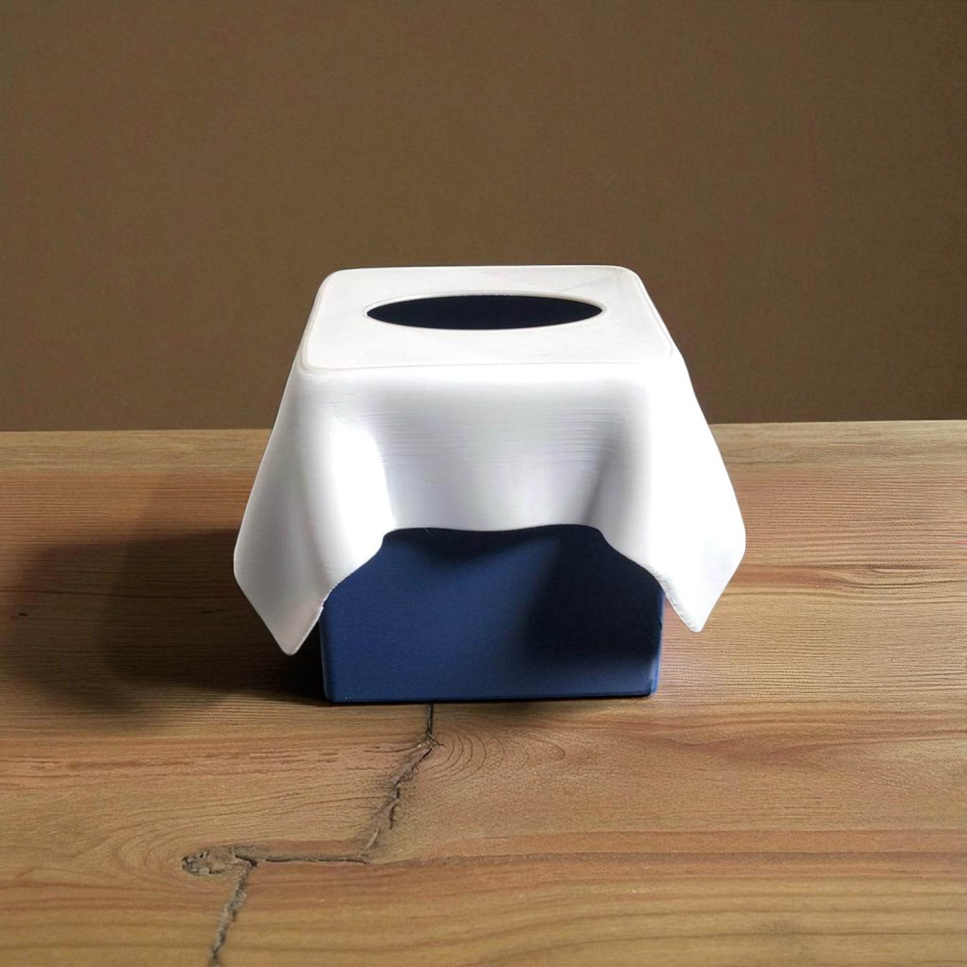 Stylish tissue box cover designed for standard cubic tissue boxes, featuring a modern and sleek design, perfect for home or office use in living rooms, bathrooms, or bedrooms