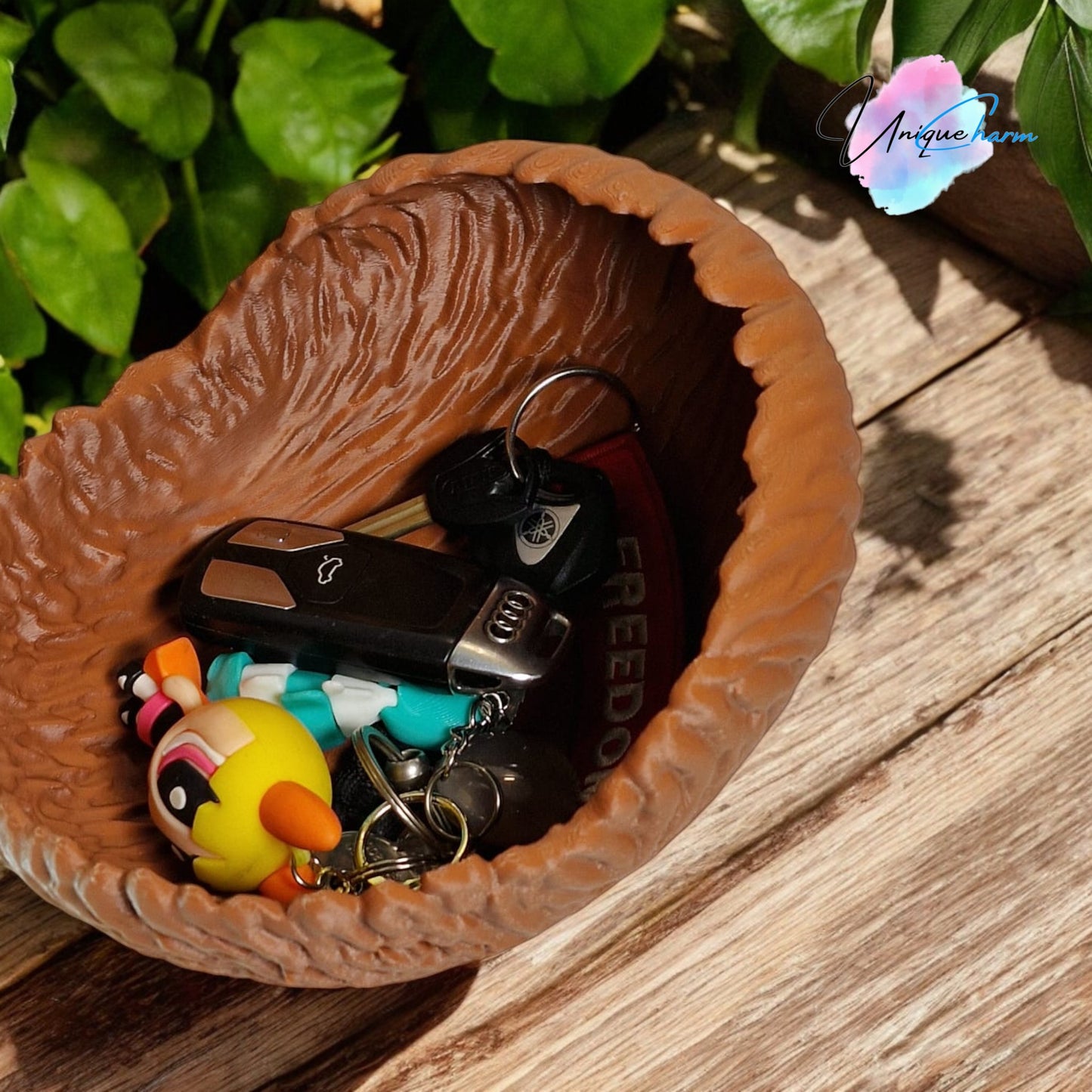 walnut bowl key tray, candy dish, nut bowl, decorative wooden-style trinket holder, rustic home décor gift