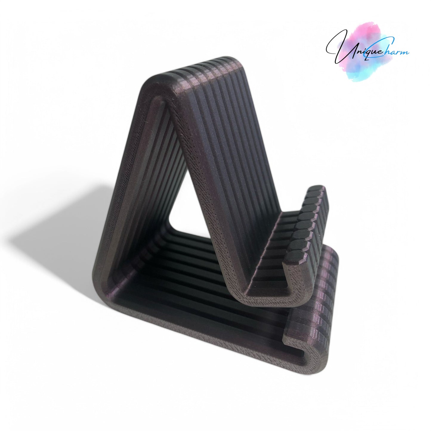 phone & smartwatch holder set ribbed design 3d printed stand for smartphones, e-readers & watches modern desk organizer