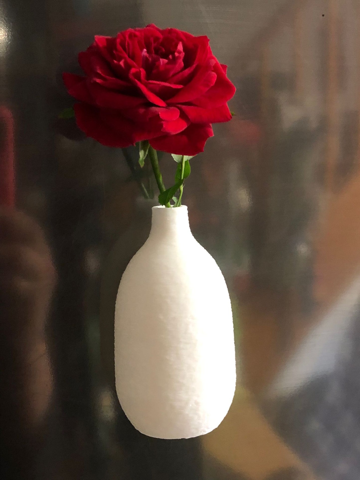 set of 5 colorful mini magnetic vases on a fridge, each holding small wildflowers, perfect for fridge decor, tiny flower holder, or gift for mom.