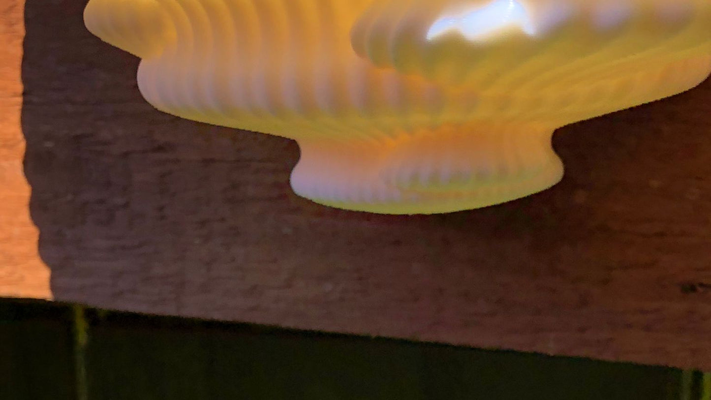 3d printed mushroom-inspired wall shelf with organic sculptural design, made from white pla and includes mounting hardware and tape.