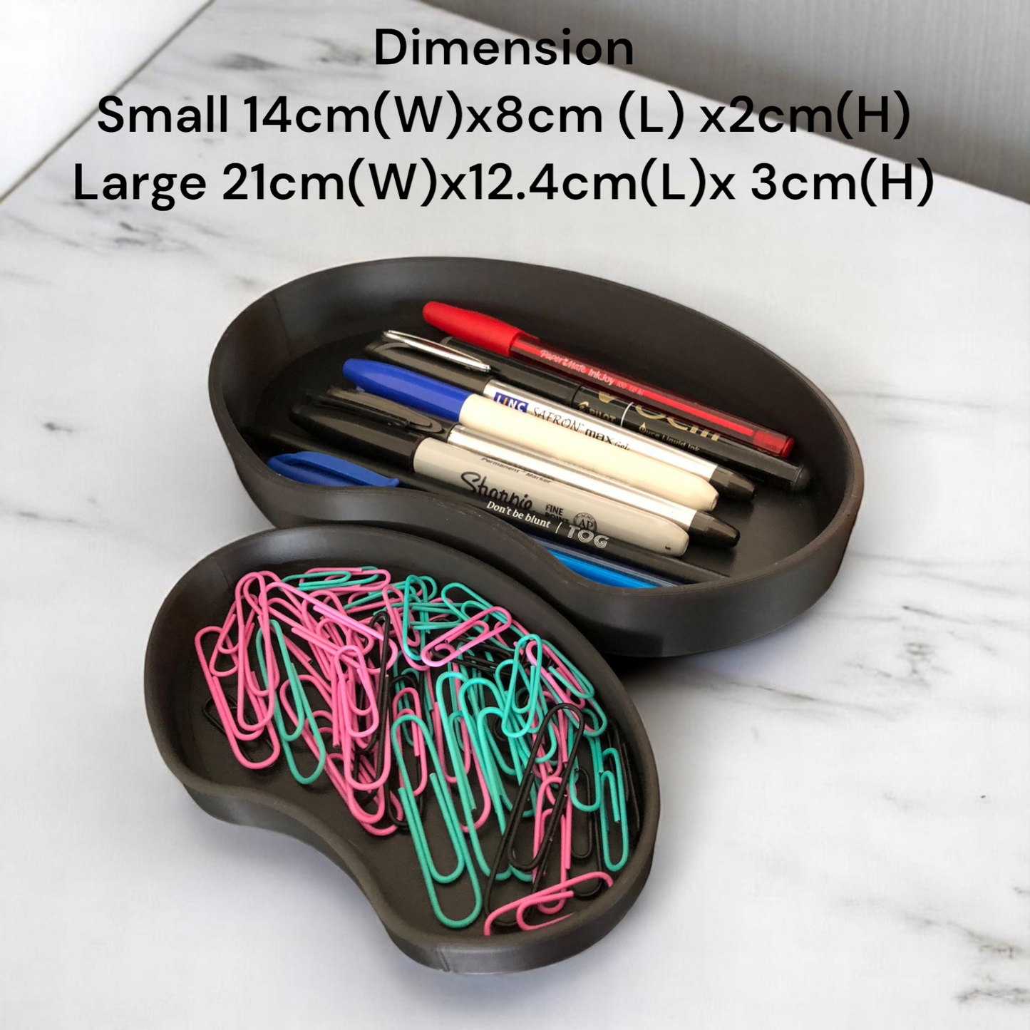 set of two bean shaped desk organizers in different sizes for tidy and stylish storage.