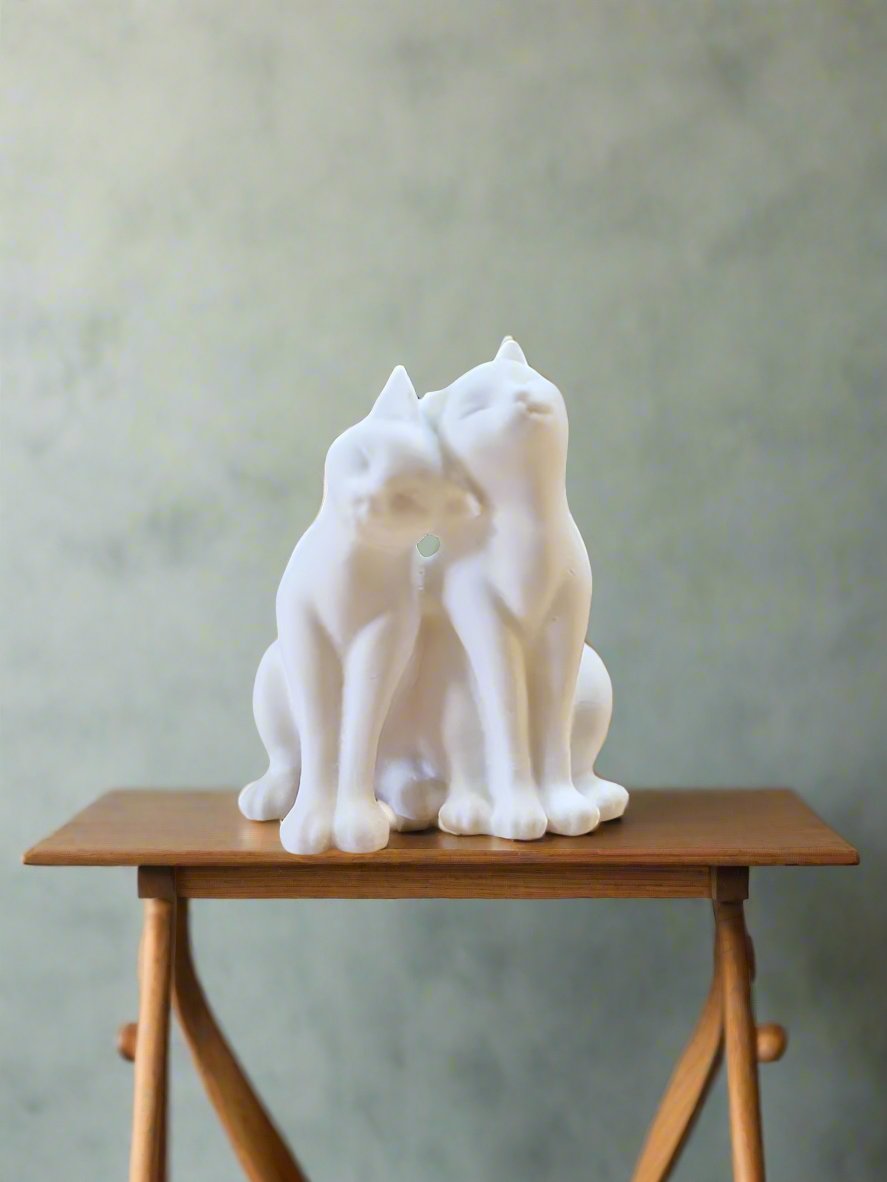 twin whiskers statue –3d printed cat sculpture, elegant home décor, modern feline art