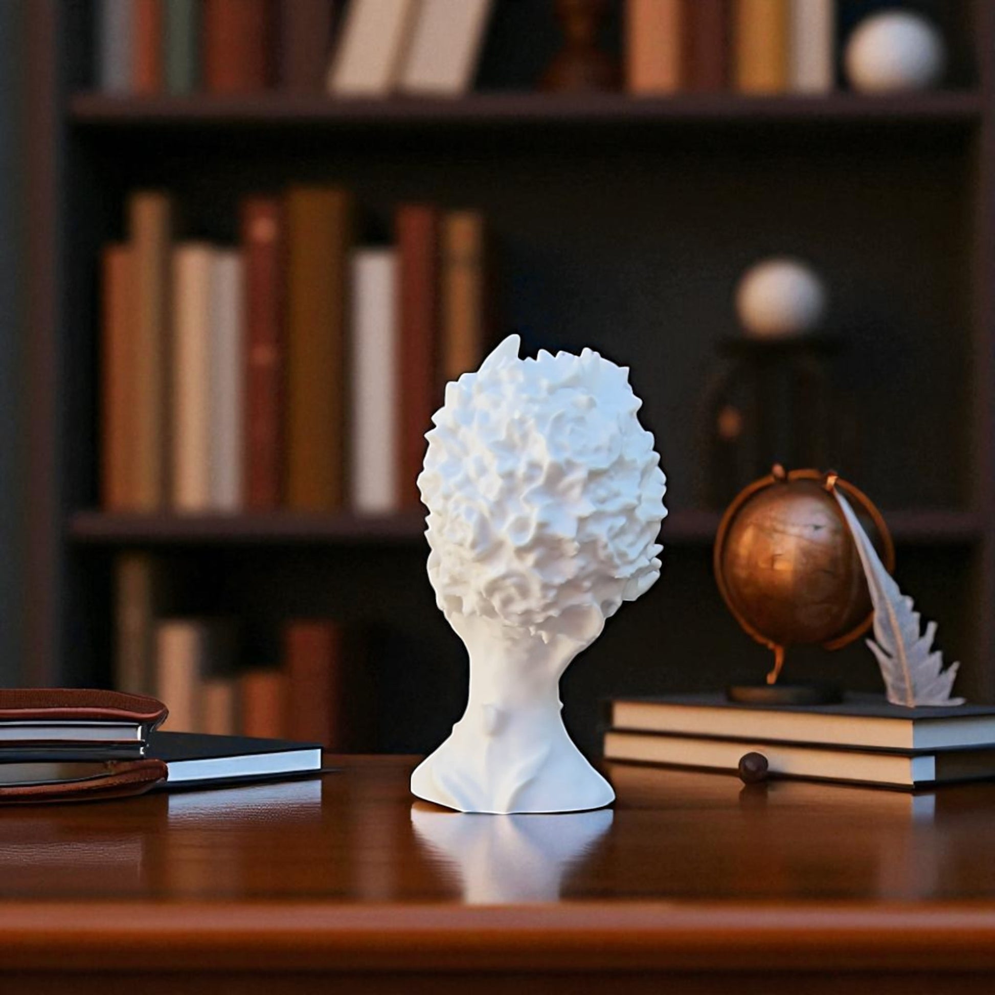 Stunning 'Flora Grace Sculpture,' a statue of an Egyptian-inspired lady resembling Aphrodite, adorned with intricate flowers and butterflies in her hair. This elegant piece exudes beauty and sophistication, making it a timeless decorative accent.