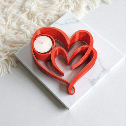 Heart Candle Holder with a romantic double heart design, perfect for tealight candles and creating a warm, elegant ambiance for home decor or special occasions.