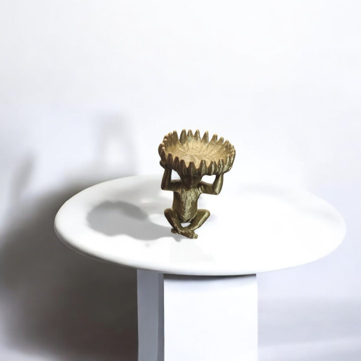 banana grove: a charming monkey statue designed with a playful and detailed aesthetic, featuring a bowl atop its head shaped like a banana, perfect for holding fruit, candies, or small items, adding a whimsical touch to your home decor