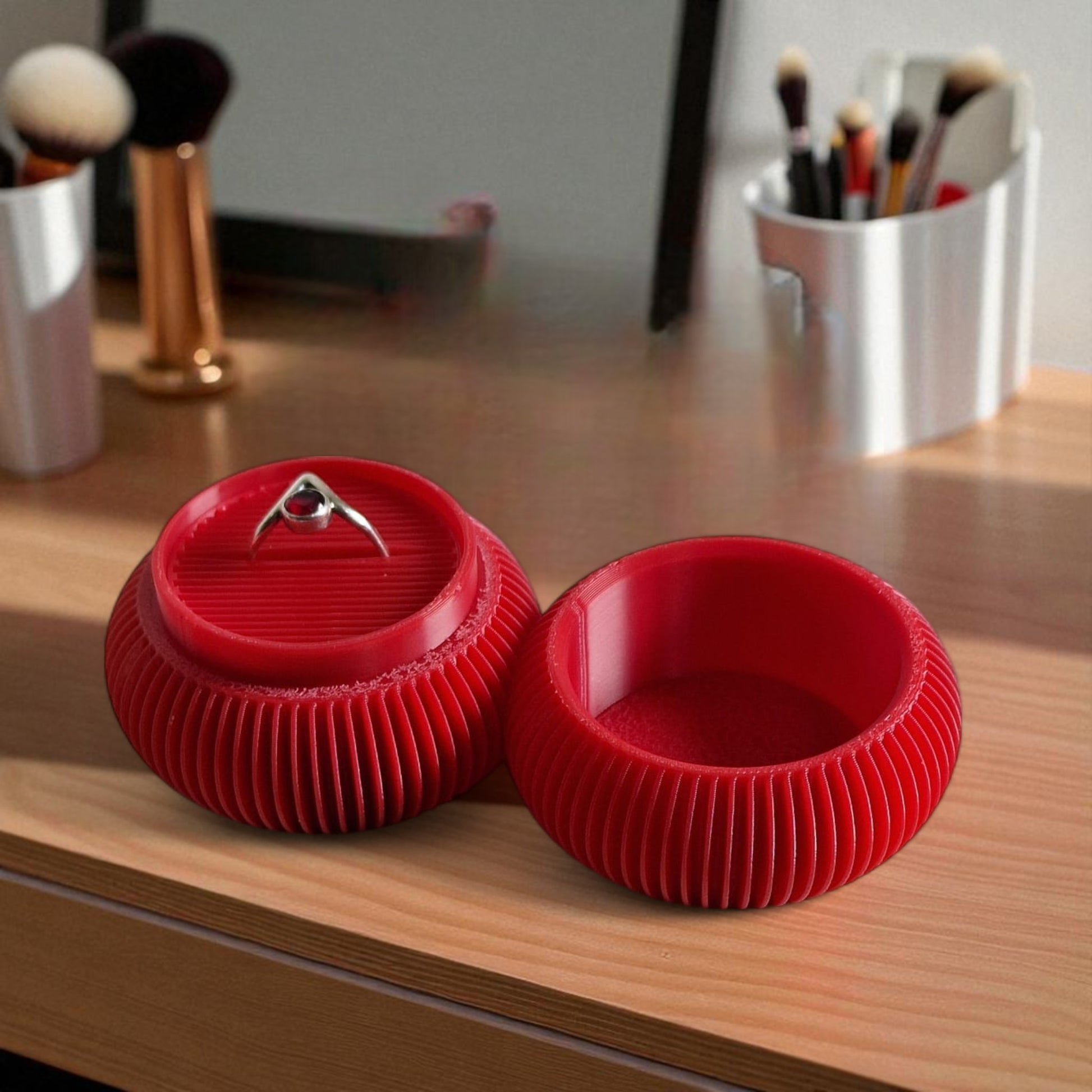 Elegant Valentine's Day jewelry box designed to hold a ring, bracelet, or necklace. Compact, cute, and perfect for gifting, with a stylish design that adds charm to any space.