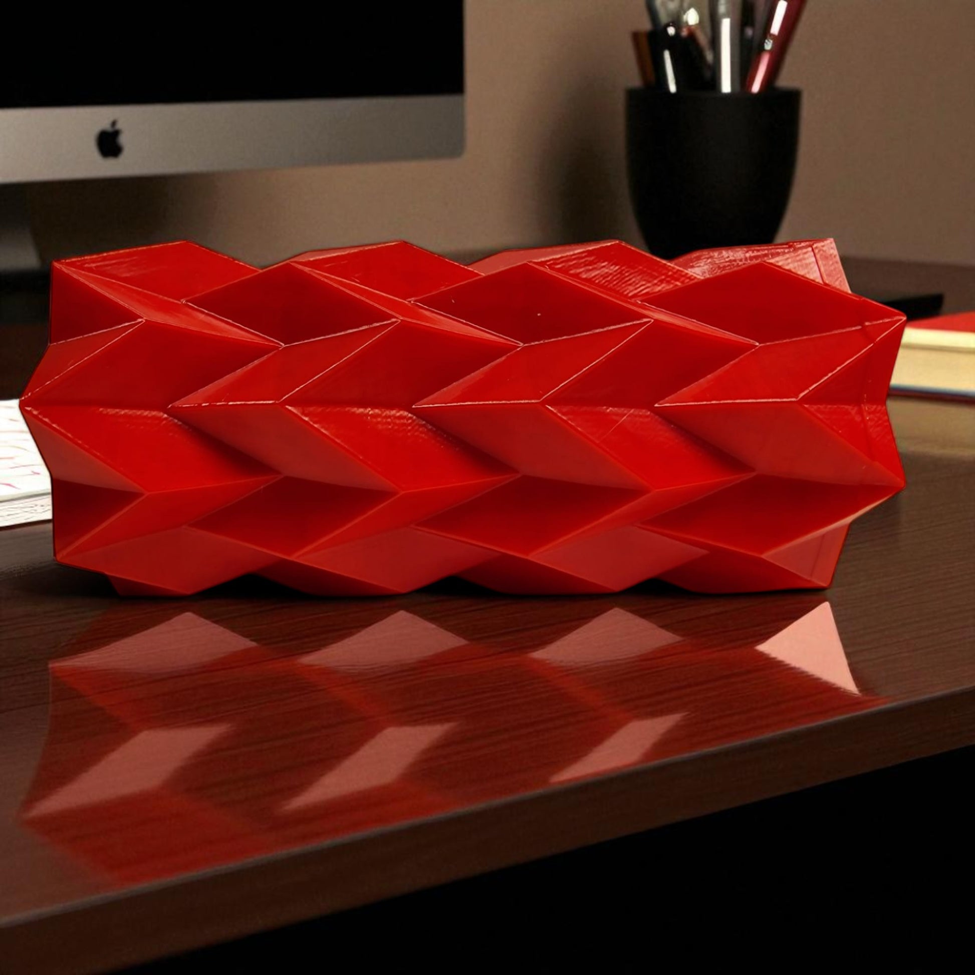 A modern 3D-printed vase with a sleek, sculptural design. Made from durable, waterproof material, this stylish vase is perfect for fresh flowers, dried arrangements, or as a standalone decor piece. Ideal for contemporary and minimalist interiors.