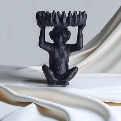 A charming monkey statue designed with a playful and detailed aesthetic, featuring a bowl atop its head shaped like a banana, perfect for holding fruit, candies, or small items, adding a whimsical touch to your home decor