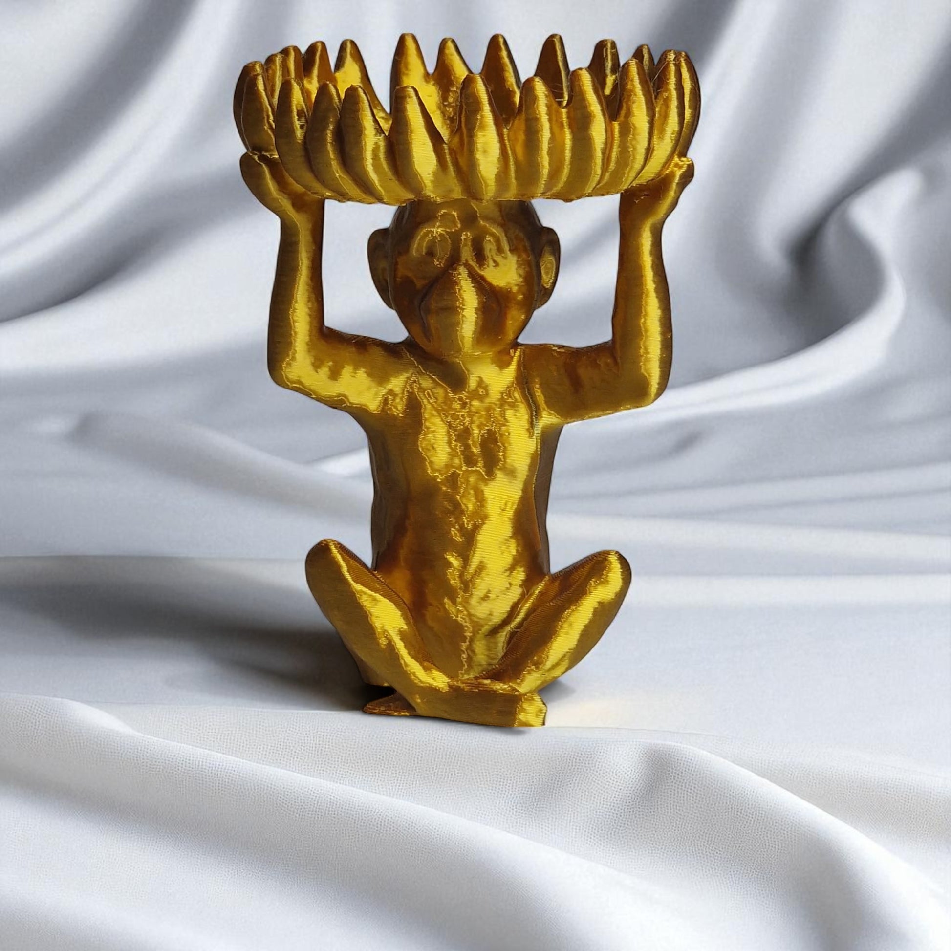 A charming monkey statue designed with a playful and detailed aesthetic, featuring a bowl atop its head shaped like a banana, perfect for holding fruit, candies, or small items, adding a whimsical touch to your home decor