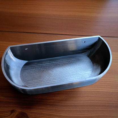 Modern rectangular wall planter with rounded corners, mounted on a wall and planted with fresh herbs like parsley, coriander, and basil. The large 3D printed planter is shown in use indoors, highlighting its sleek design and easy wall-mount installation with screws or tape