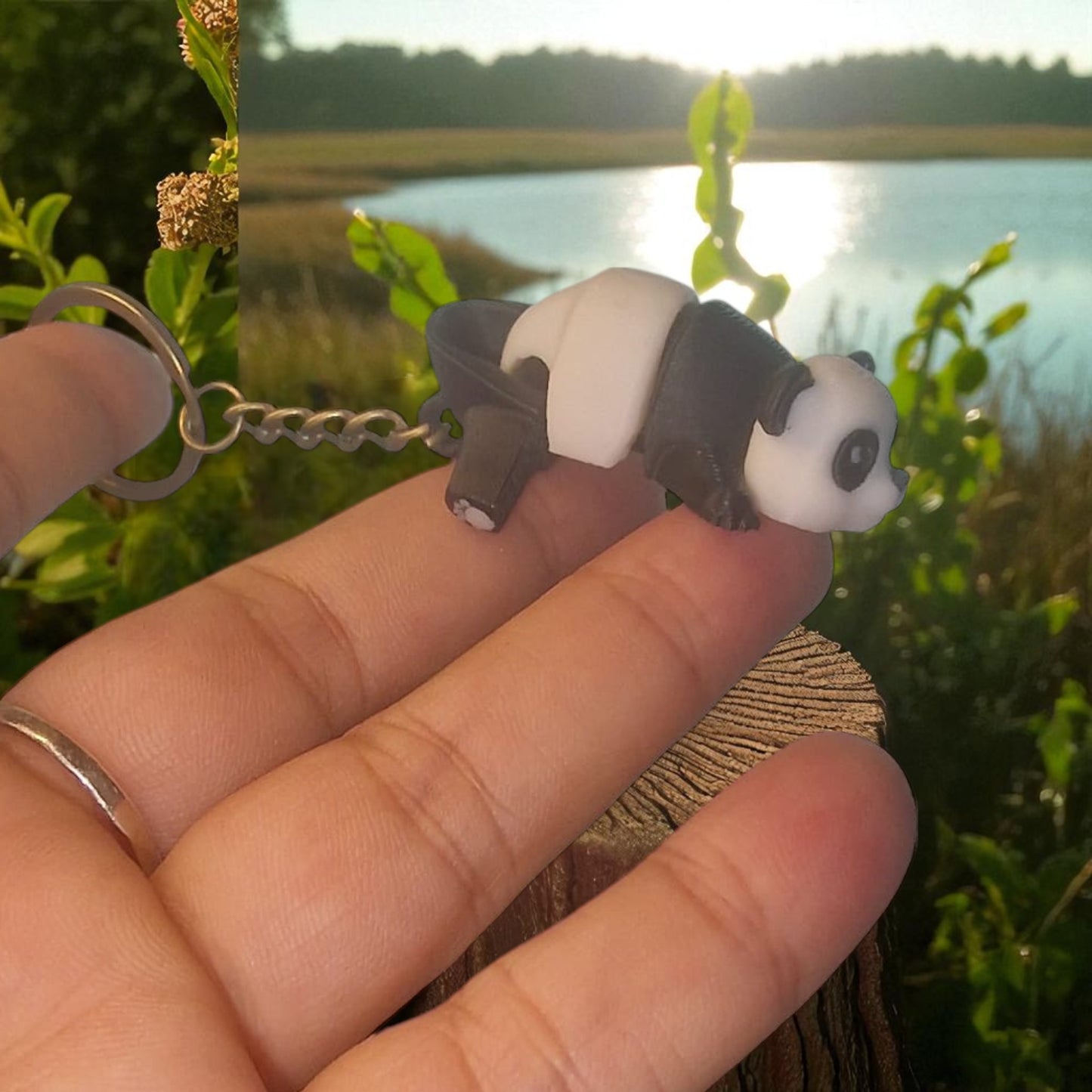 panda keychain adorable 3d panda bear keychain accessory, perfect gift for animal lovers