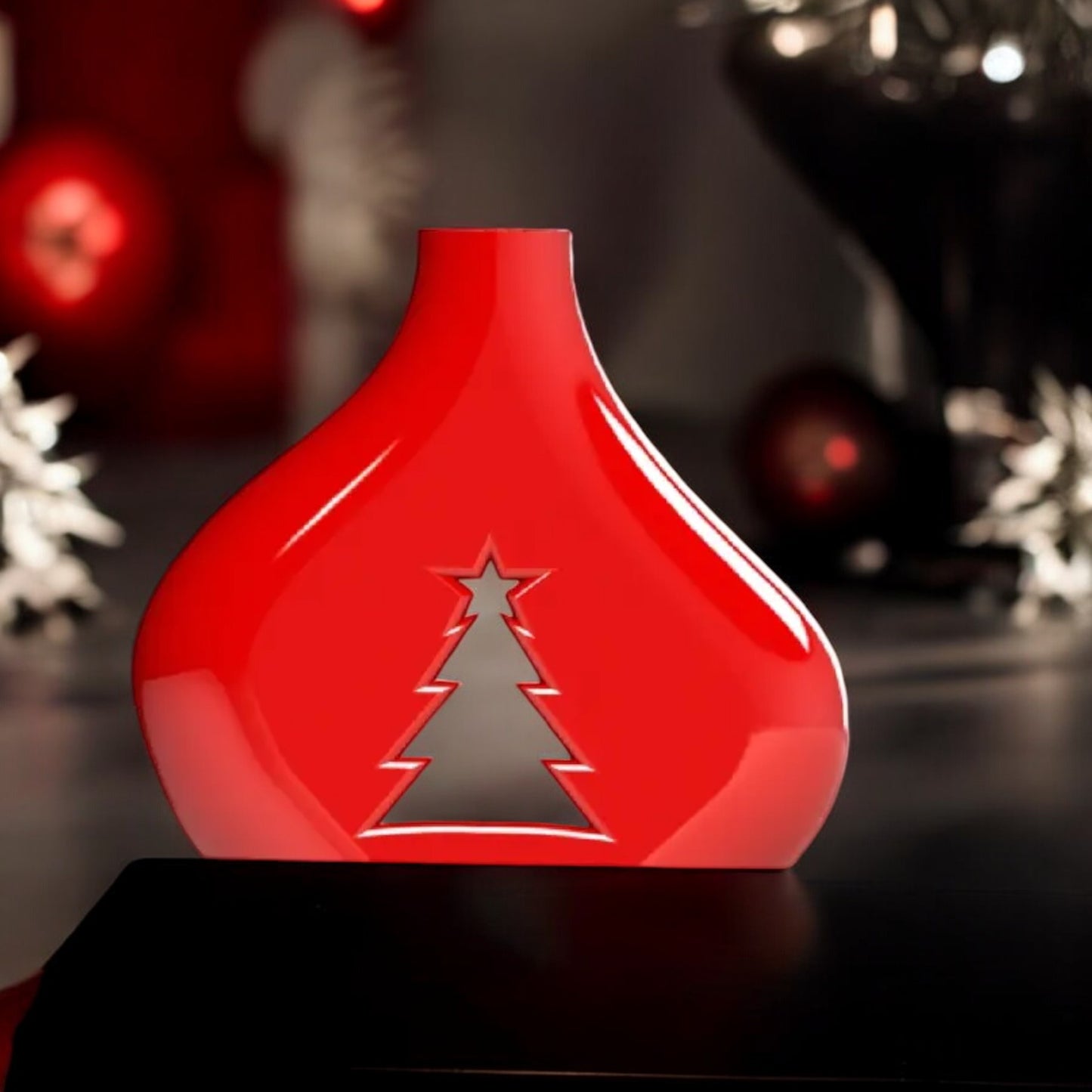 holiday hollytree vase  festive 3d-printed christmas tree cut-out vase for seasonal decor