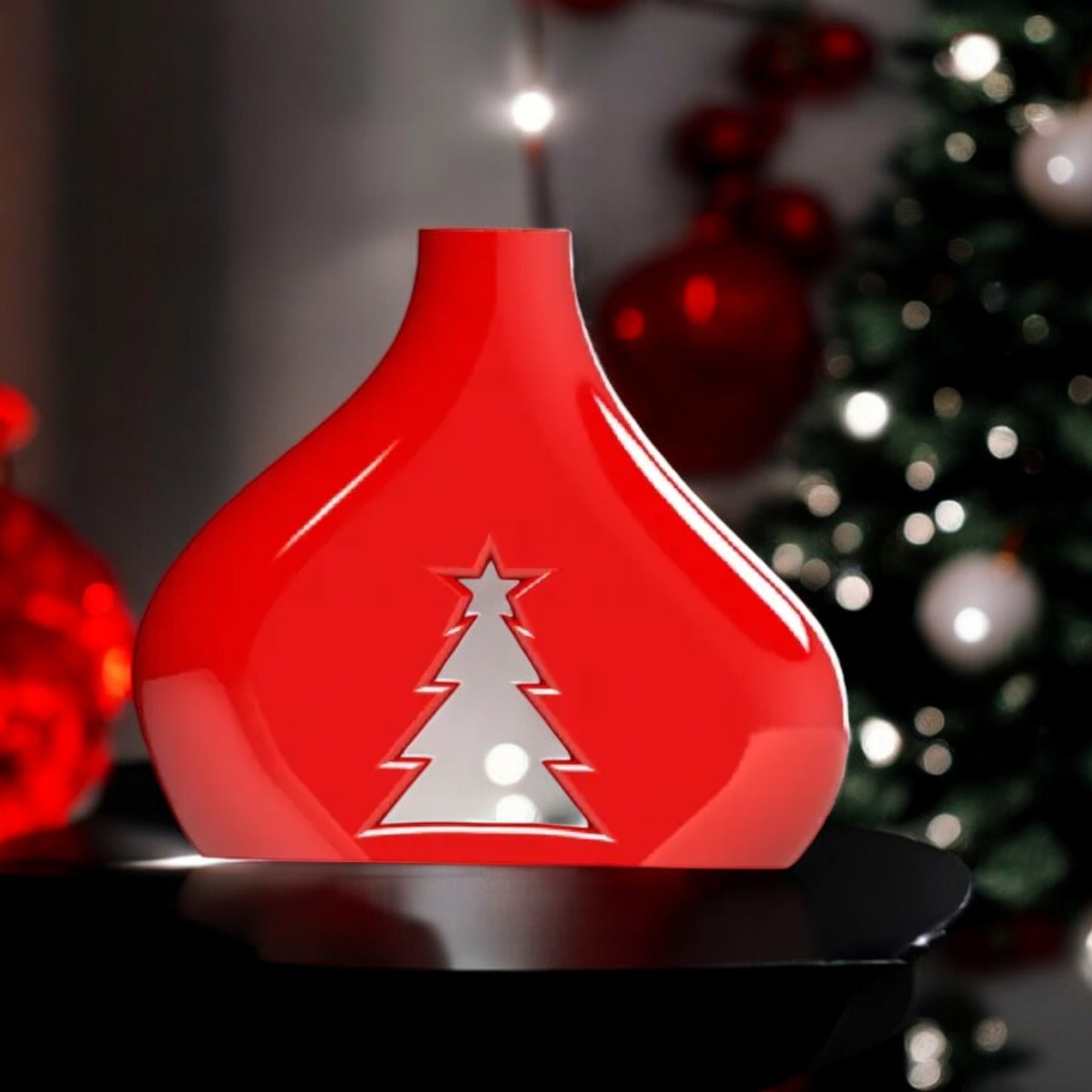 holiday hollytree vase  festive 3d-printed christmas tree cut-out vase for seasonal decor