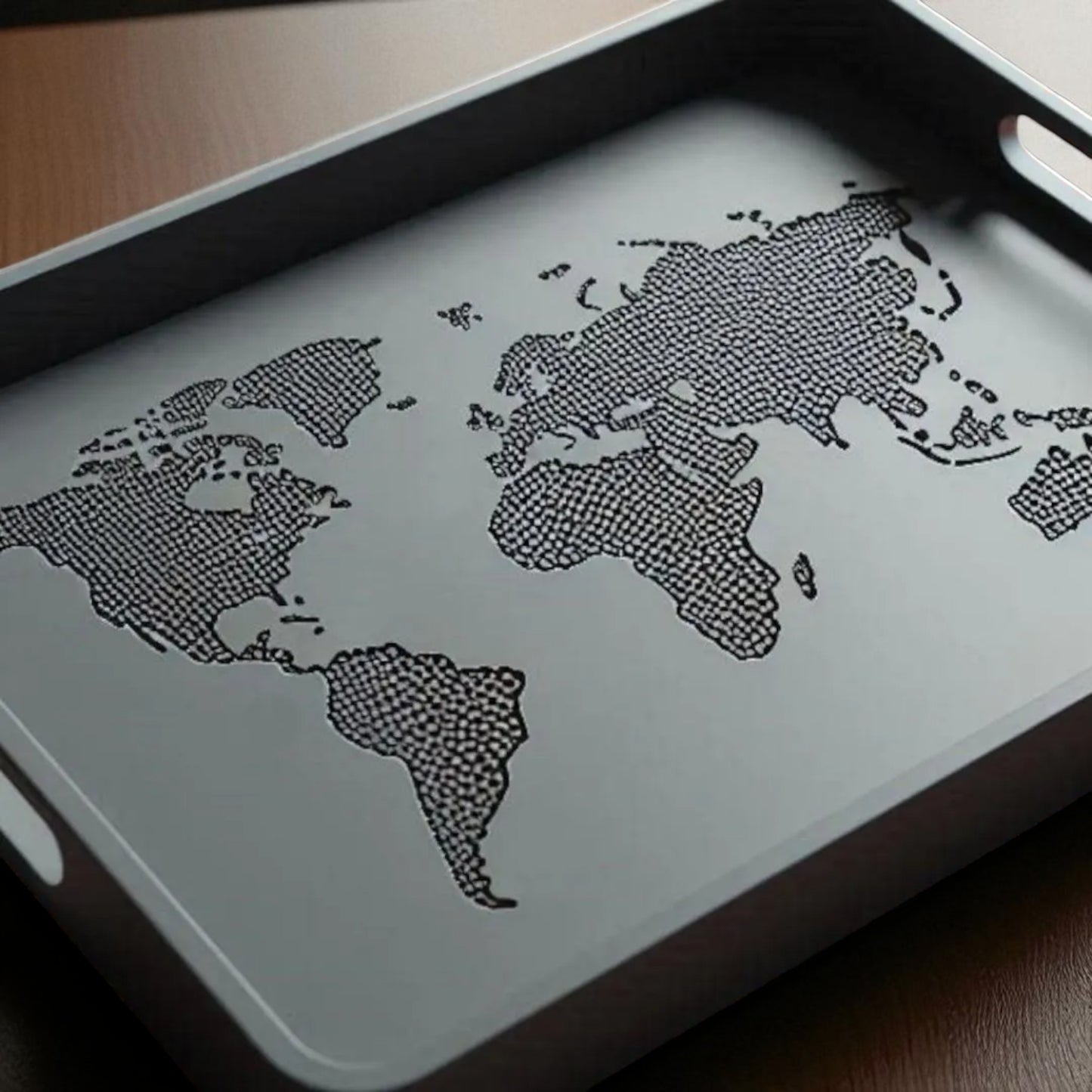 world tray modern designer tray with 3d relief of continents unique decorative tray for home or office