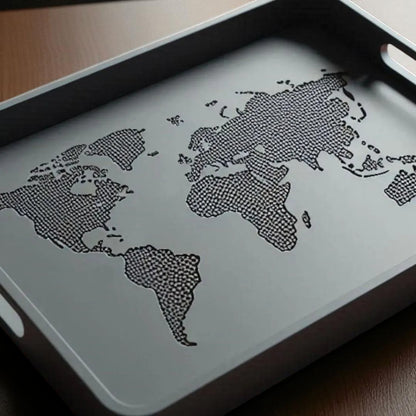 World Tray Modern Designer Tray with 3D Relief of Continents Unique Decorative Tray for Home or Office