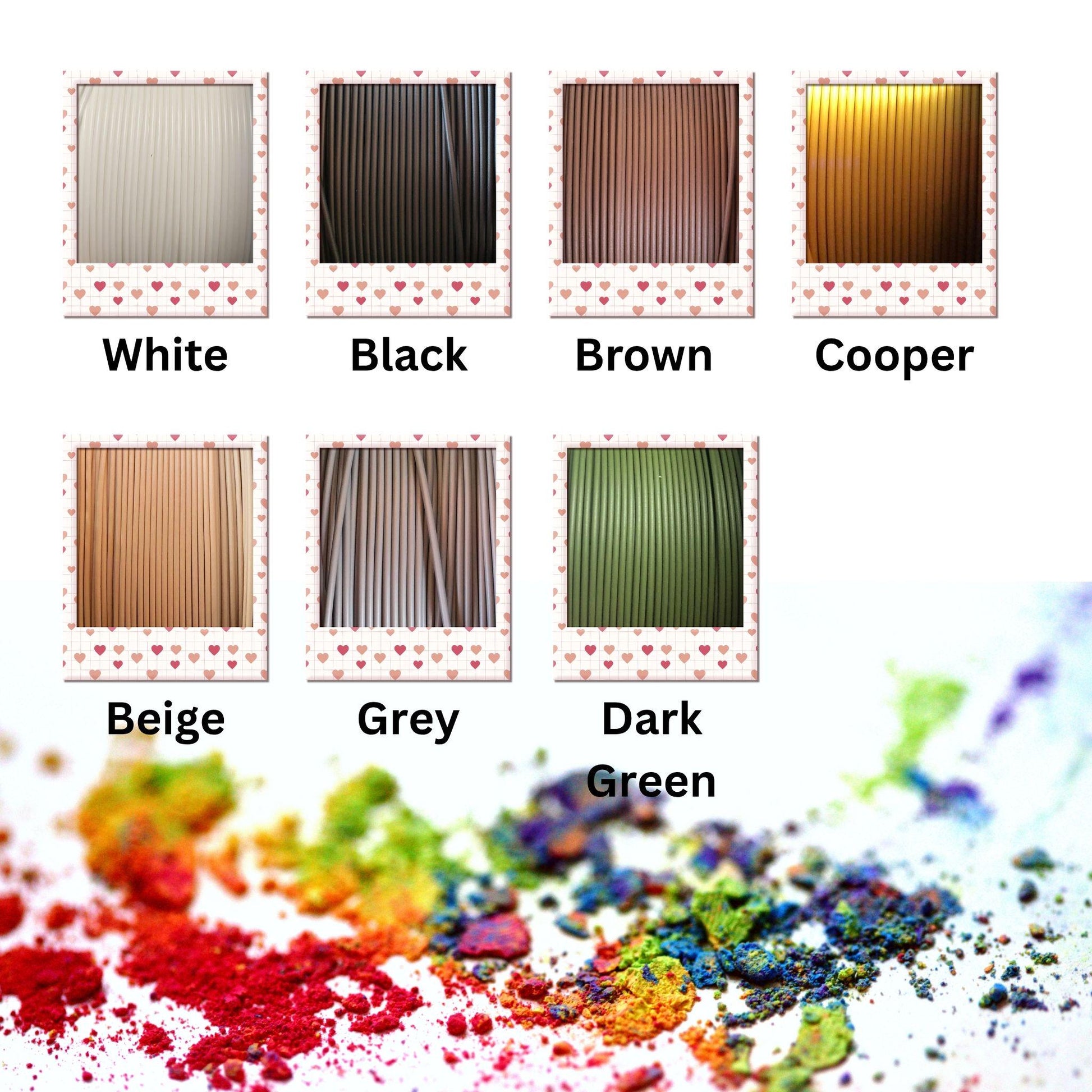 Color swatches labeled with names of colors and corresponding color samples.
