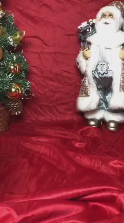 Two white snowman figurines, one ribbed and one smooth, each with a small black top hat. Minimalist Christmas decor displayed on a countertop in small and large sizes.