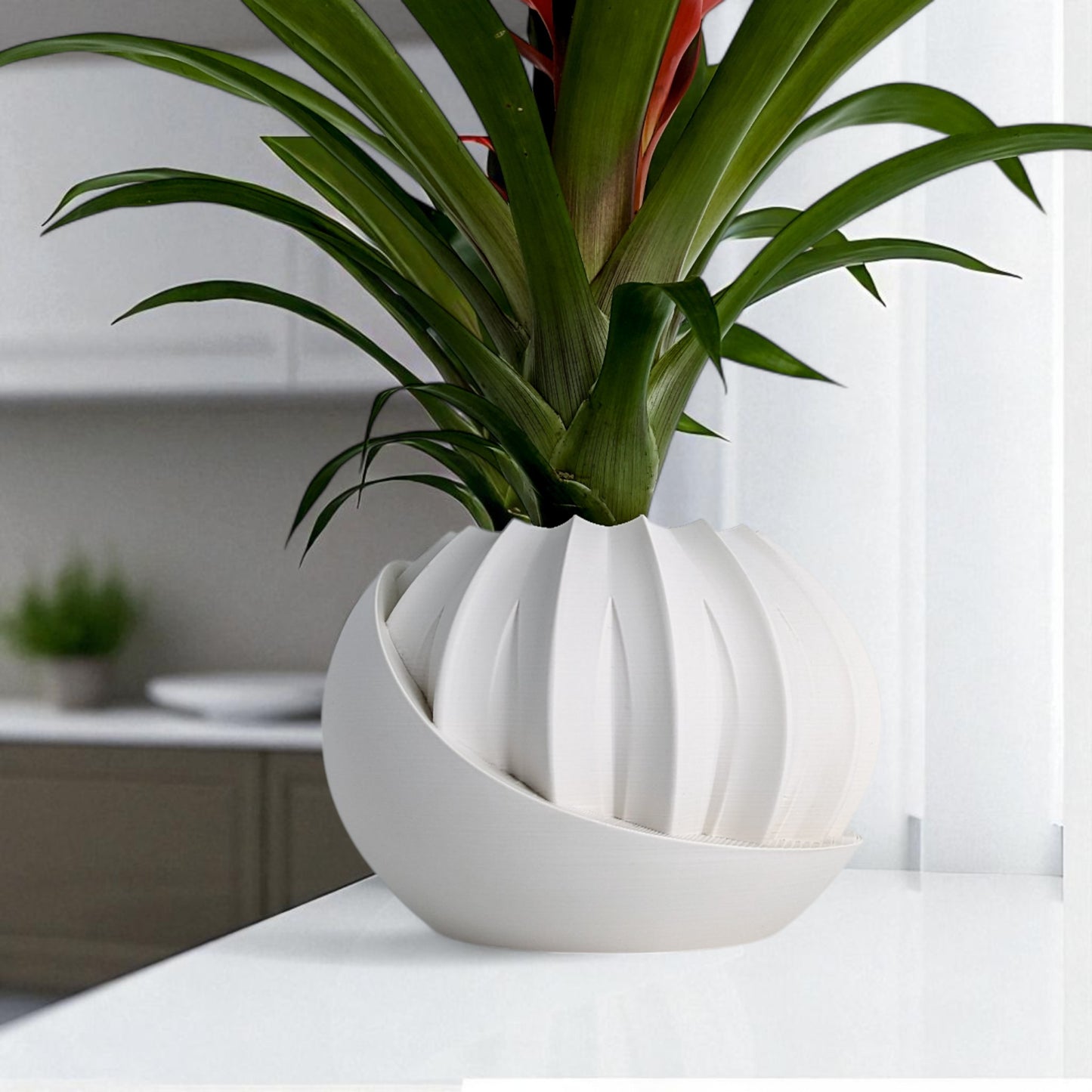 a modern 3d-printed plant pot with a hidden storage box, perfect for keeping small items discreetly tucked away. this unique design combines functionality with style, making it a standout piece for your home decor.