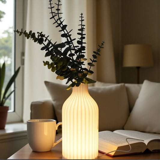 Vase Lamp for Dried & Artificial Flowers – Soft Ambient Table Light, Modern Home Decor, Christmas Gift, Bedside Night Lamp 24 cm