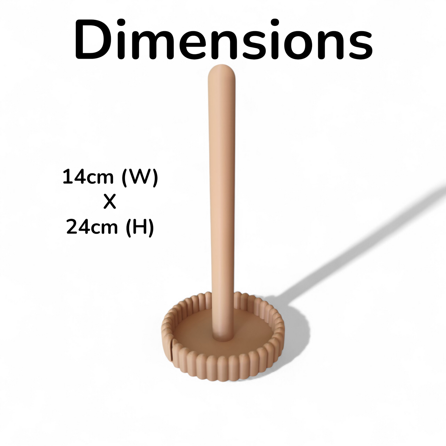 vertical free-standing kitchen towel holder on countertop