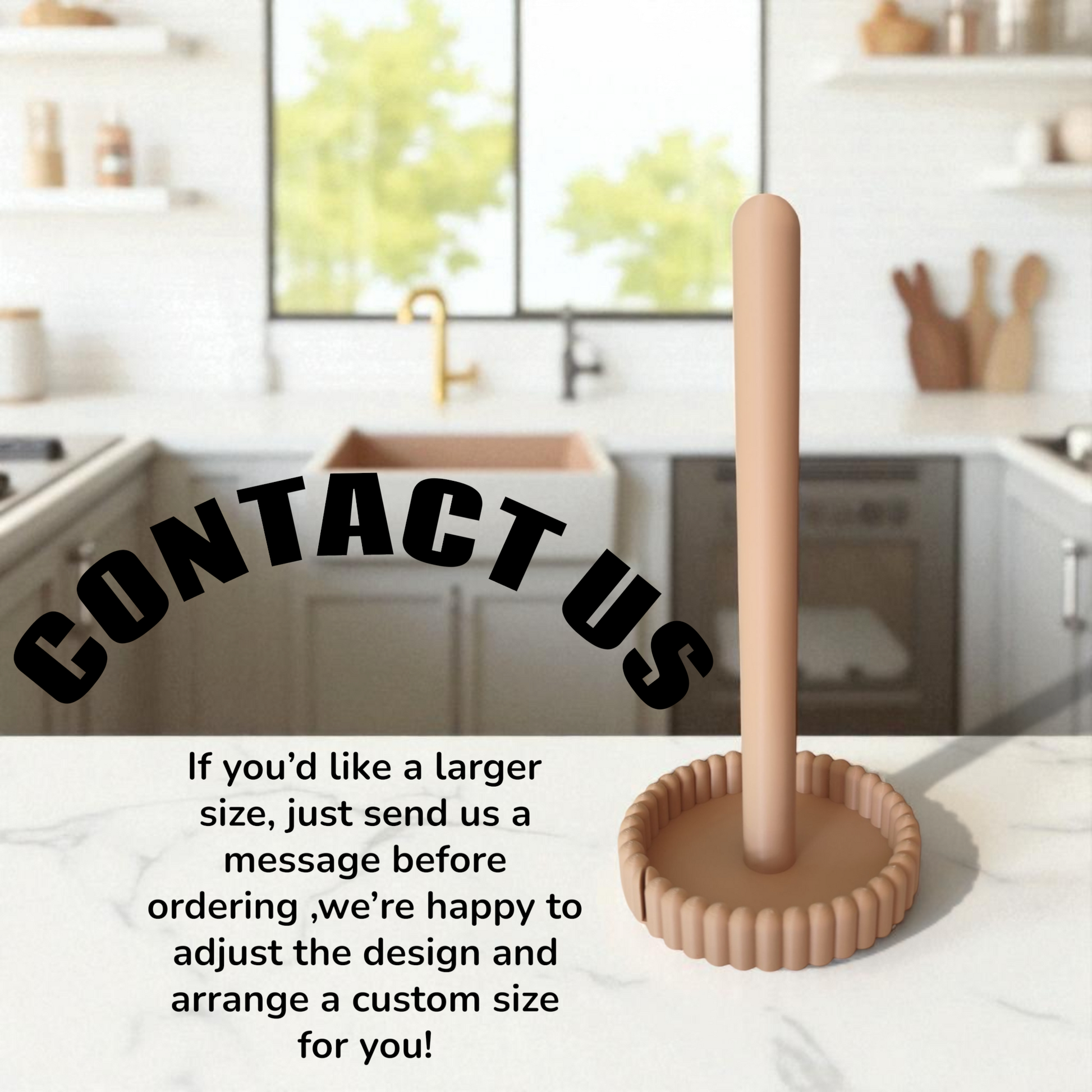 vertical free-standing kitchen towel holder on countertop